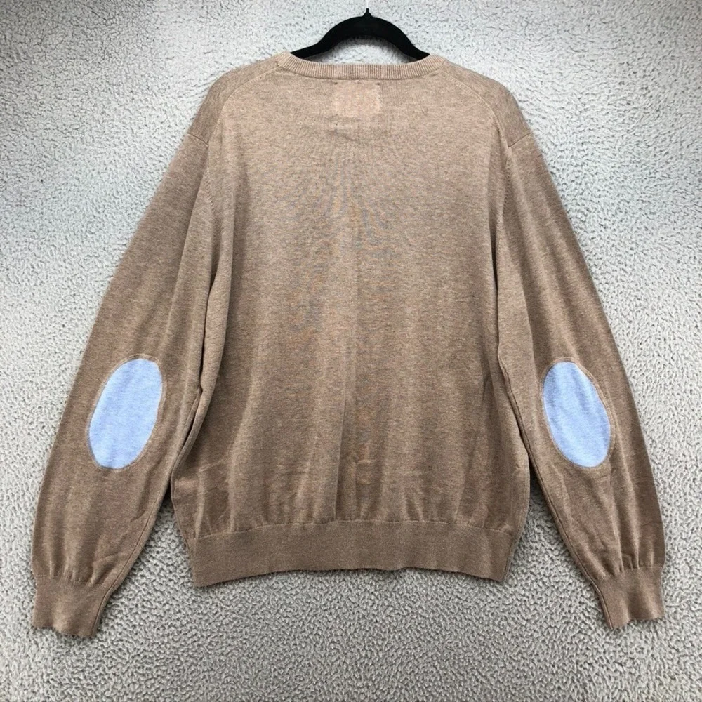 Maker & Company Cotton Sweater Jumper Mens Xl Beige Crew Neck Preppy Office